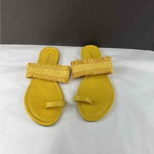 Yellow Fringe Slide Sandals